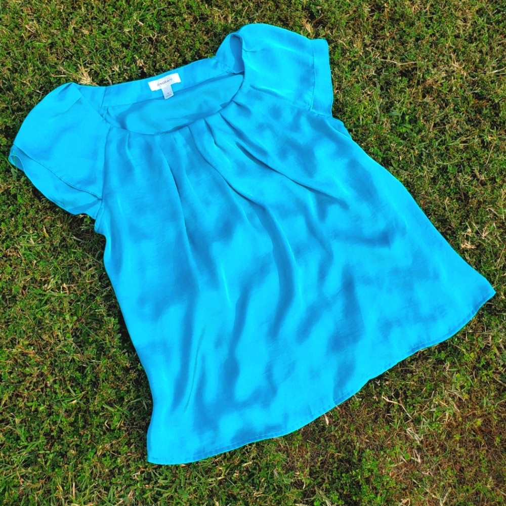 Blue Short Sleeve Dress Barn Blouse EUC